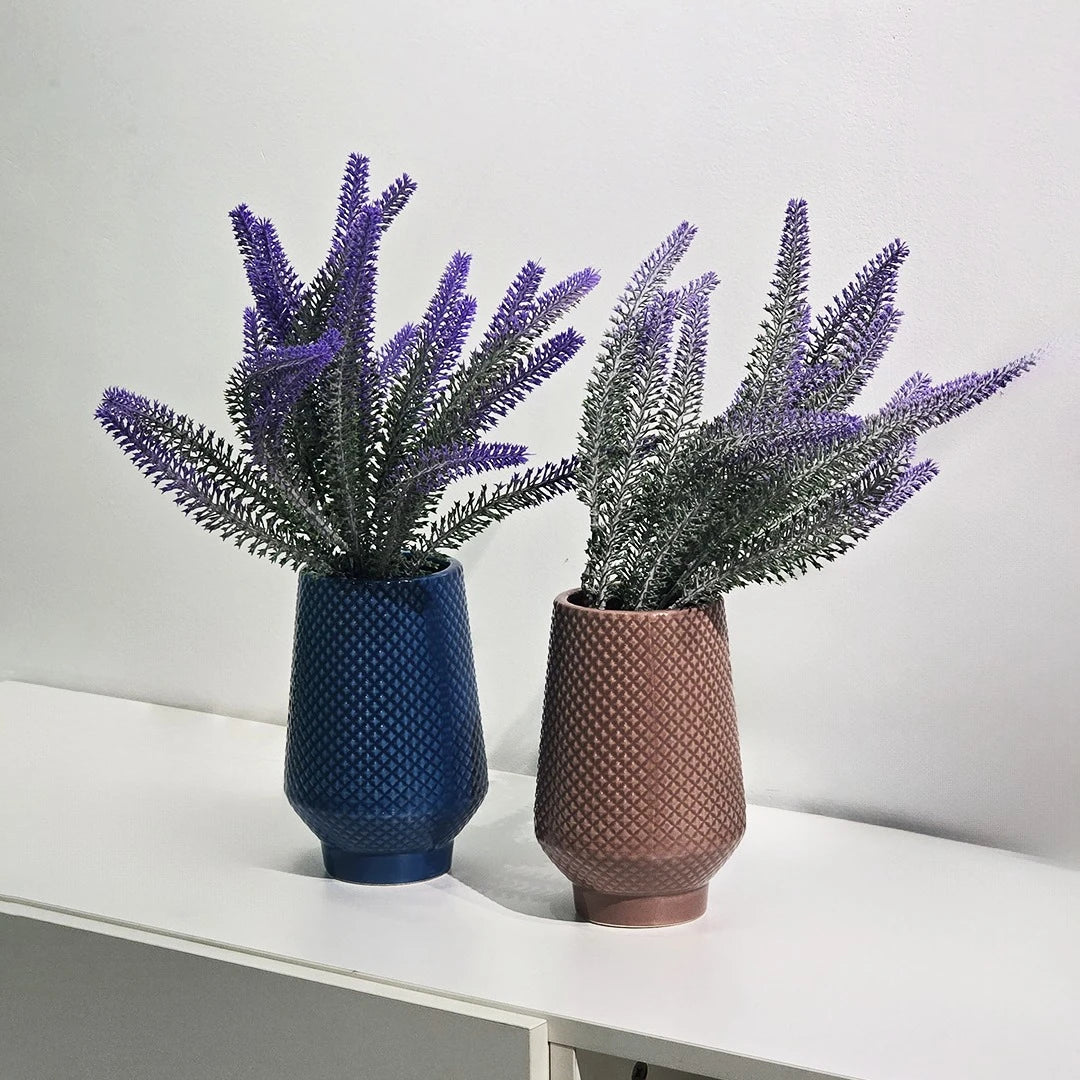 MODERN DIAMOND-TEXTURED MINIMALIST CERAMIC VASE