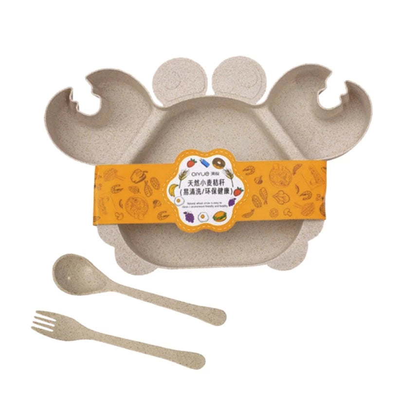 LITTLE CRAB DESIGN BABY FEEDING TRAY WITH SPOON & FORK