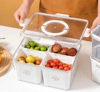 AIRTIGHT FRIDGE STORAGE CONTAINER WITH 4 REMOVABLE DRAIN BOX