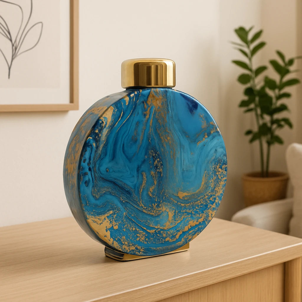 Blue Marble Ceramic Decorative Art Vase