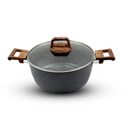 STONEWAVE GRANITE STYLE COOKWARE WITH GLASS LID – DARK GREY