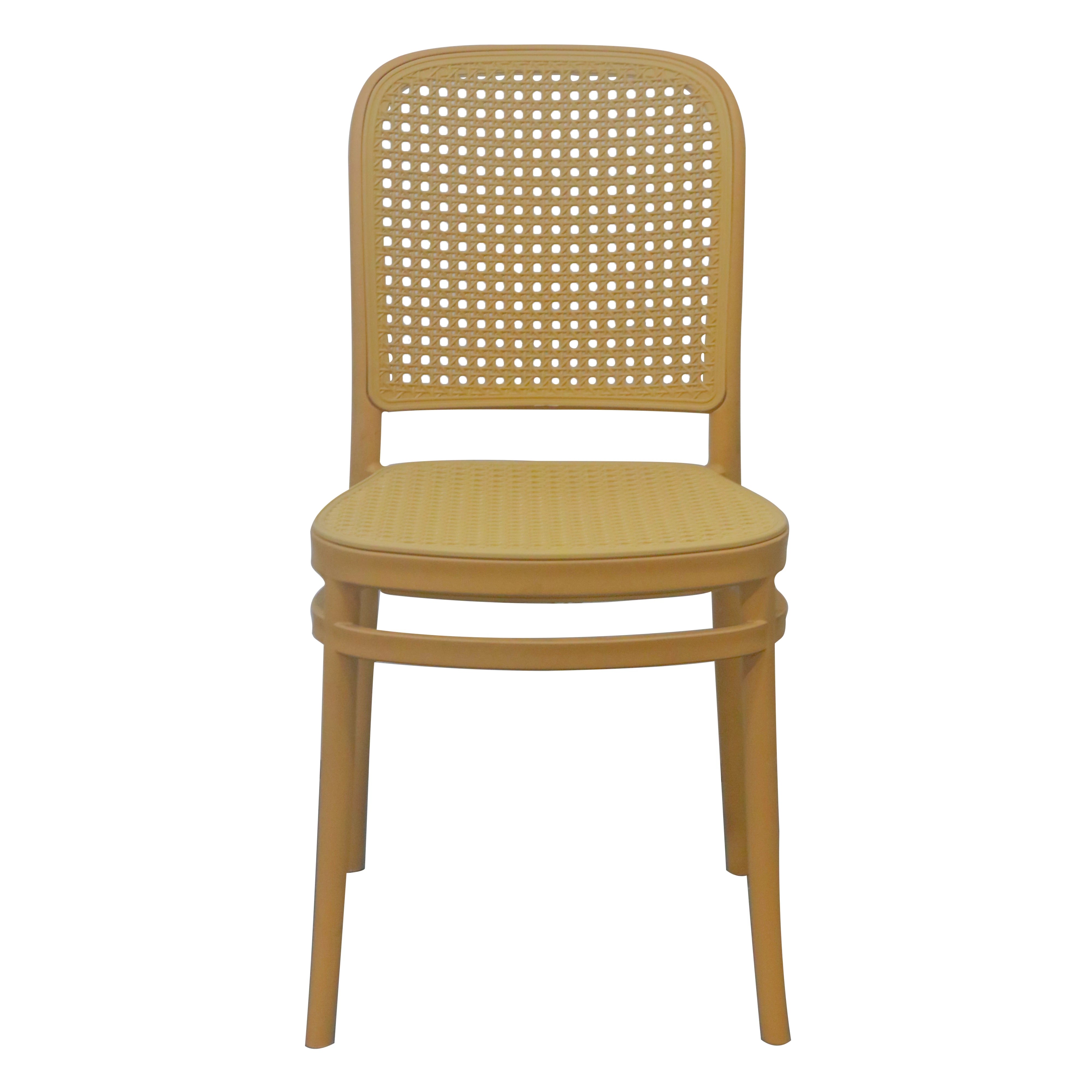 CLASSIC RATTAN STYLE PLASTIC DINING CHAIR-BEIGE