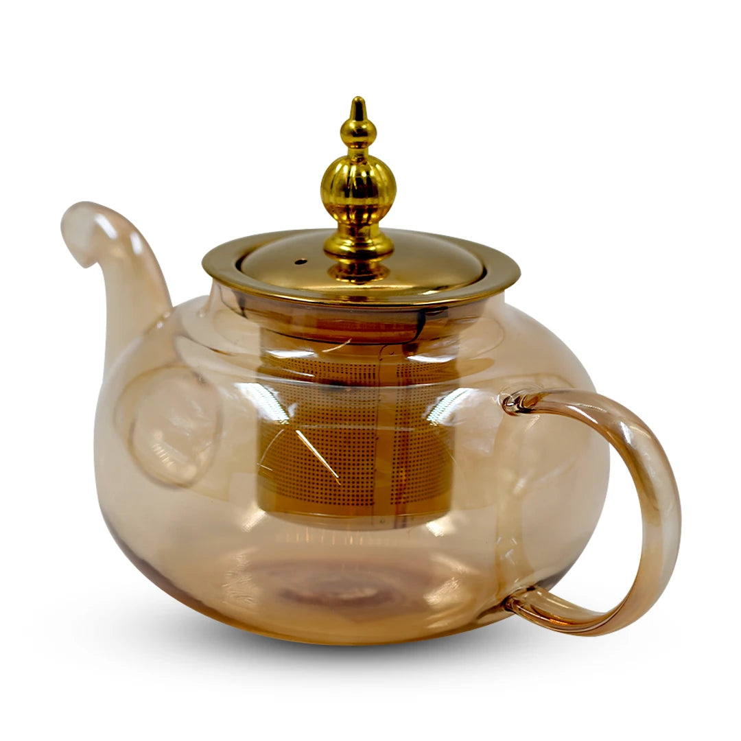 GOLDEN AMBER GLASS TEAPOT