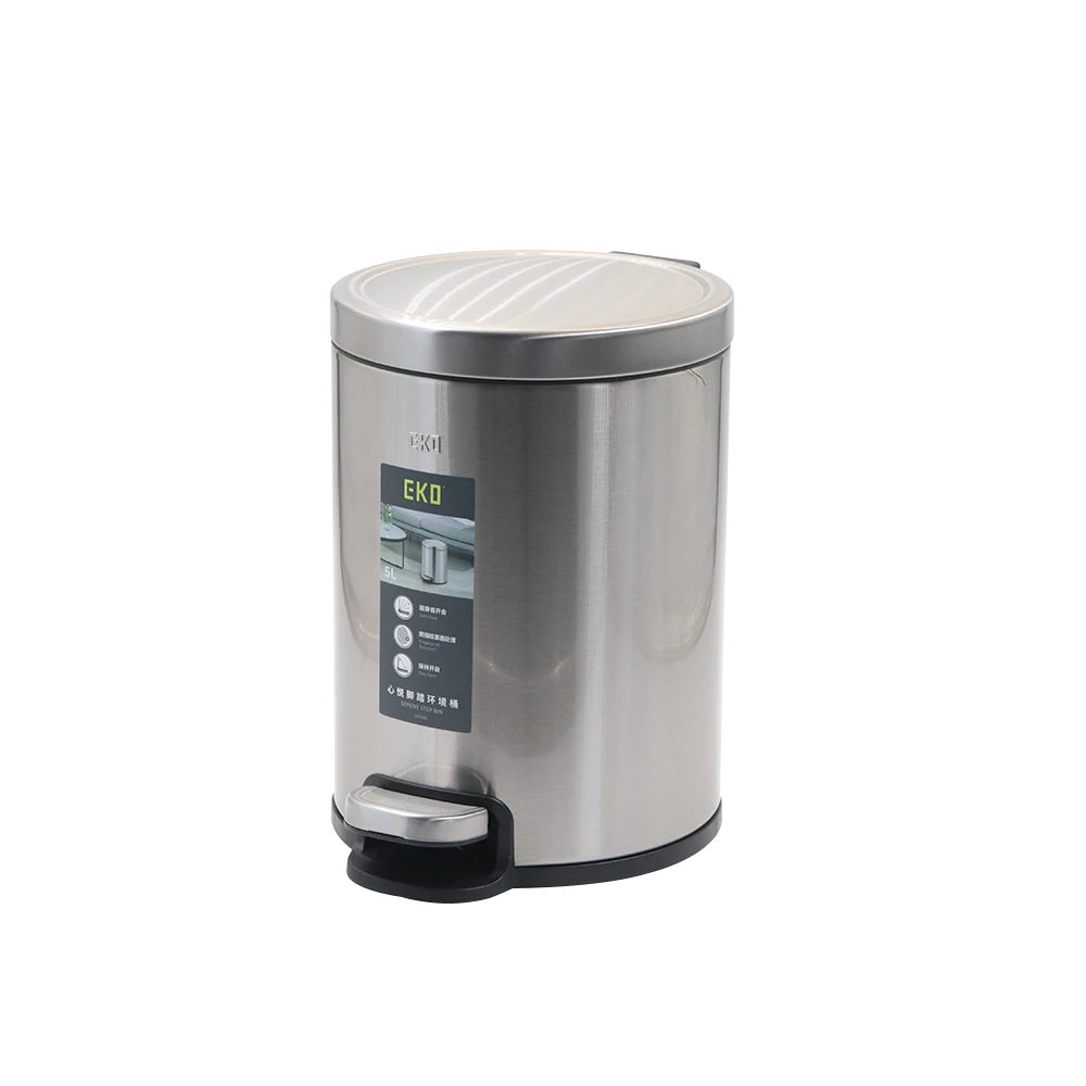 EKO Titanium Grey Pedal Waste Bin / EKO Soft-Close Pedal Trash Bin – 5L