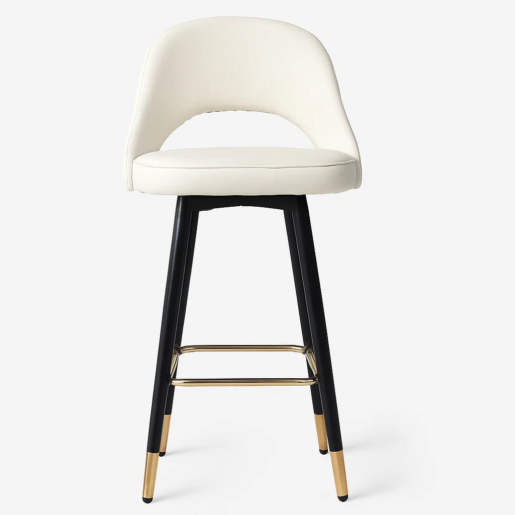 Modern Upholstered Faux Leather Counter Stool with Gold-Tipped Legs