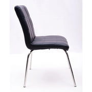 CONTEMPORARY DINING CHAIR WITH BLACK VINYL UPHOLSTERY