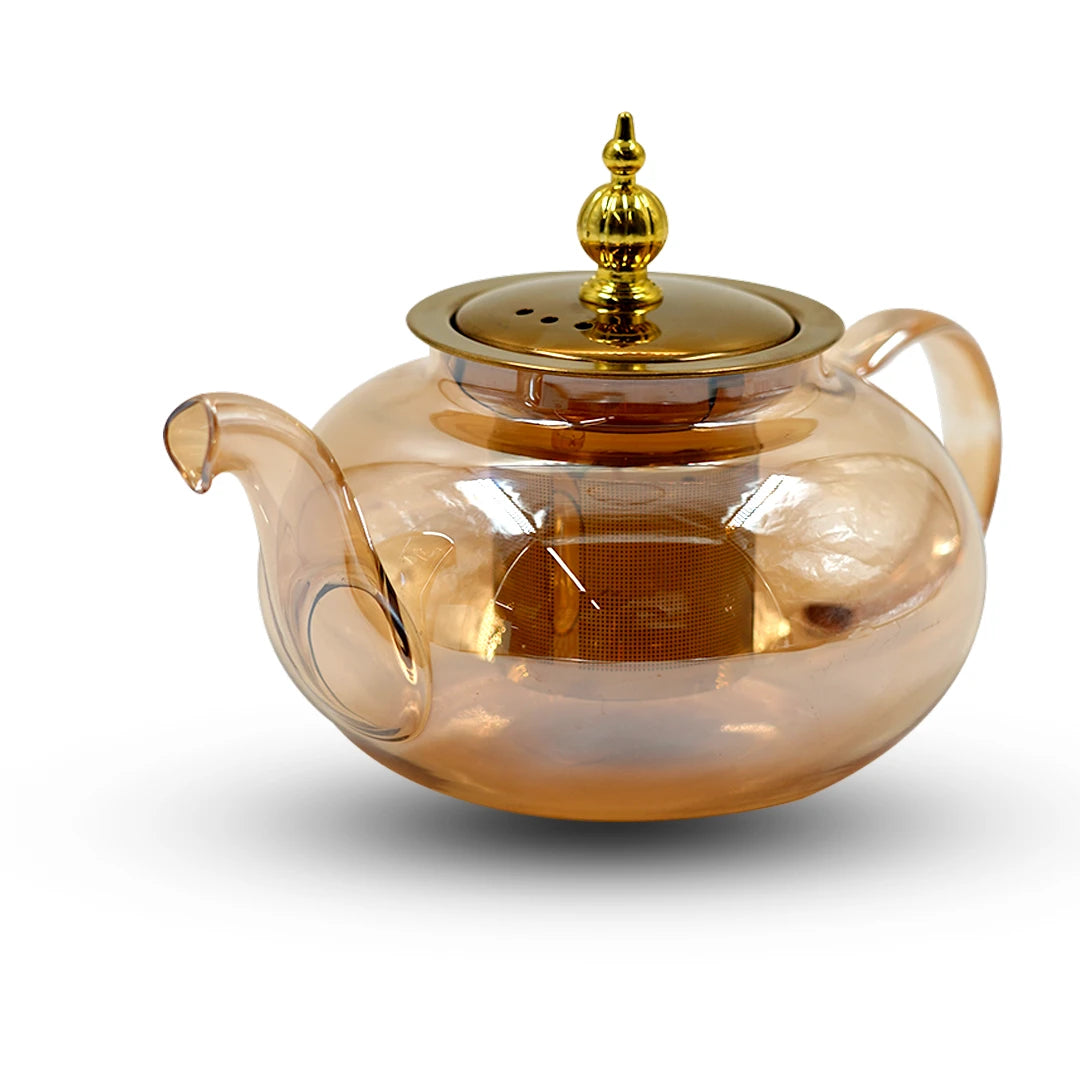GOLDEN AMBER GLASS TEAPOT - 1200ML