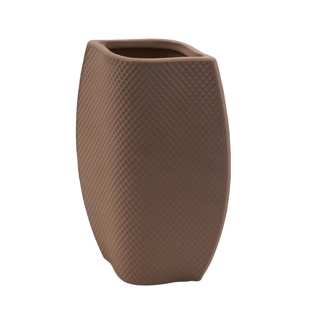 MODERN DECORATIVE VASE | TEXTURED CERAMIC FLOWER POT - PINK