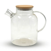 CLEAR STREAM GLASS BEVERAGE JAR WITH WOODEN LID