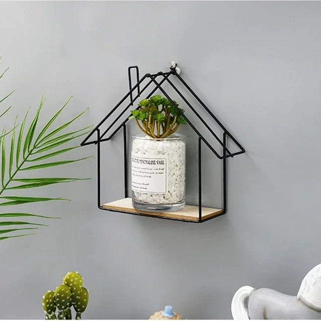 WALL SHELF HOUSE SHAPE BLACK