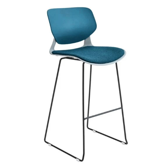 HIGH BACKREST CUSHIONED COUNTER STOOL - BLUE