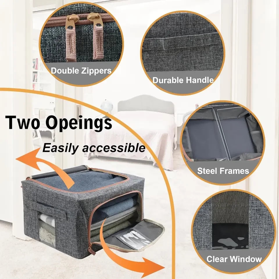 66L GREY MOONDAY ZIPPED STORAGE ORGANIZER BOX