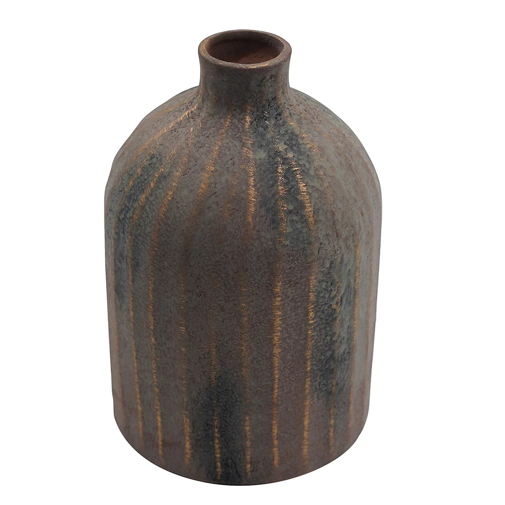 MODERN BROWN CERAMIC VASE / TEXTURED MATTE FINISH DECORATIVE VASE