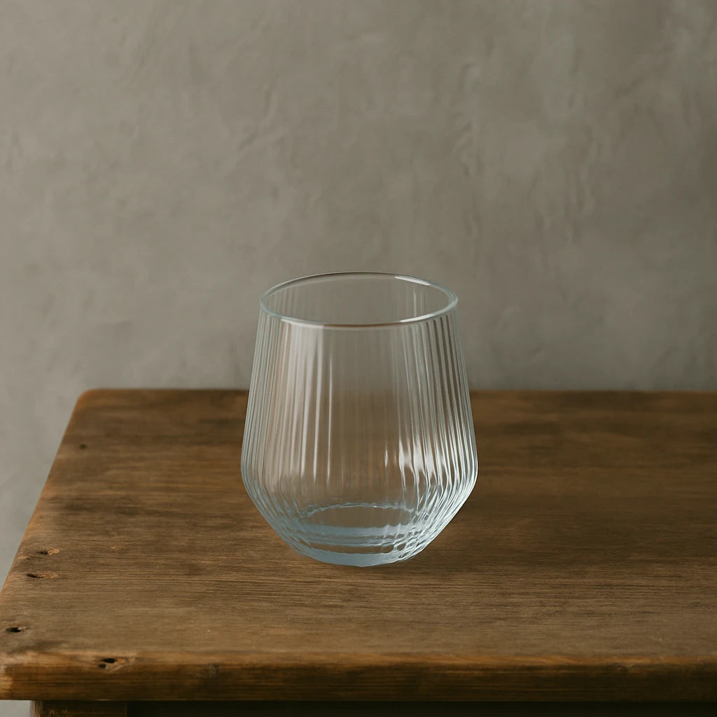 Stylish Clear Glass Drinkware Set – 6 Pieces Stylish Ribbed Glass Set