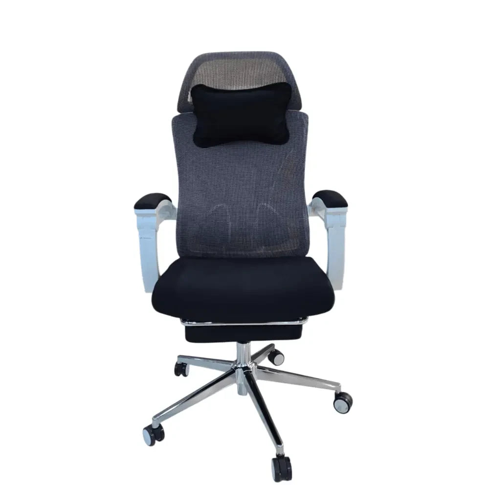 HIGH-BACK OFFICE CHAIR WITH ADJUSTABLE LUMBAR AND EXTENDABLE FOOTREST