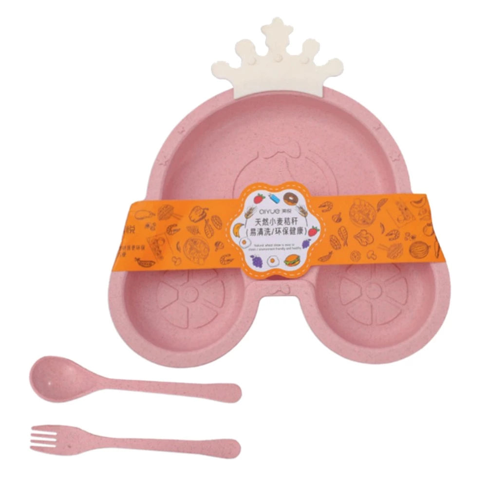 CROWN BABY FOOD FEEDING TRAY WITH SPOON AND FORK