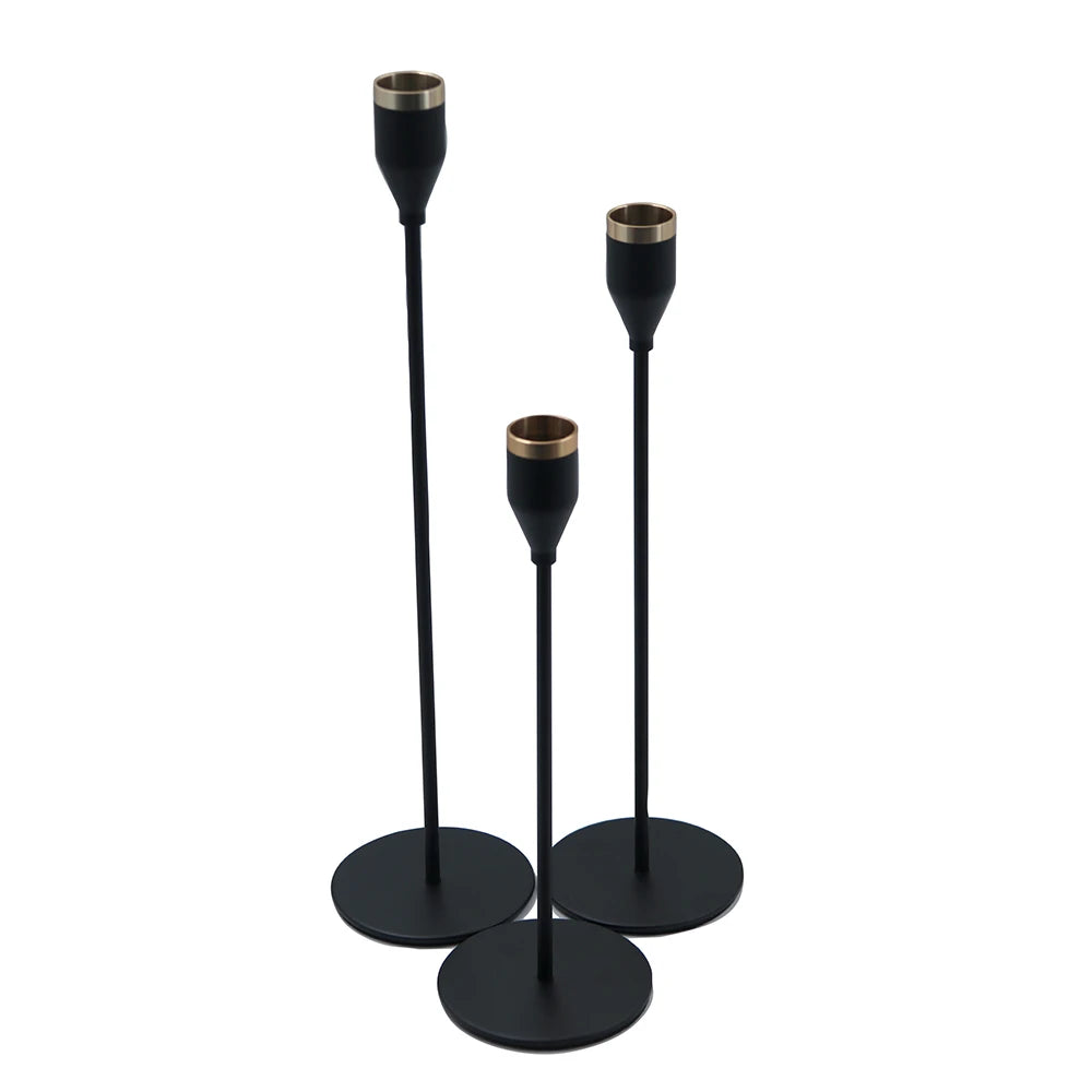 Modern Decorative Trio Candle Holder Set - Black