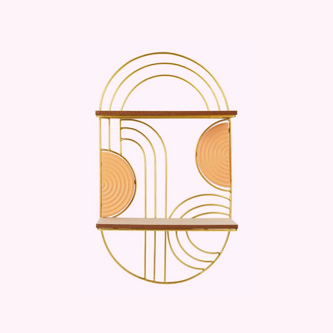 HANGING WALL DECOR WITH SHELVES 60461 - GLIDED CIRCLE COLLECTION