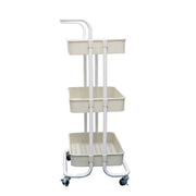 THREE LAYER TROLLEY WITH HANDLE (PP) - WHITE