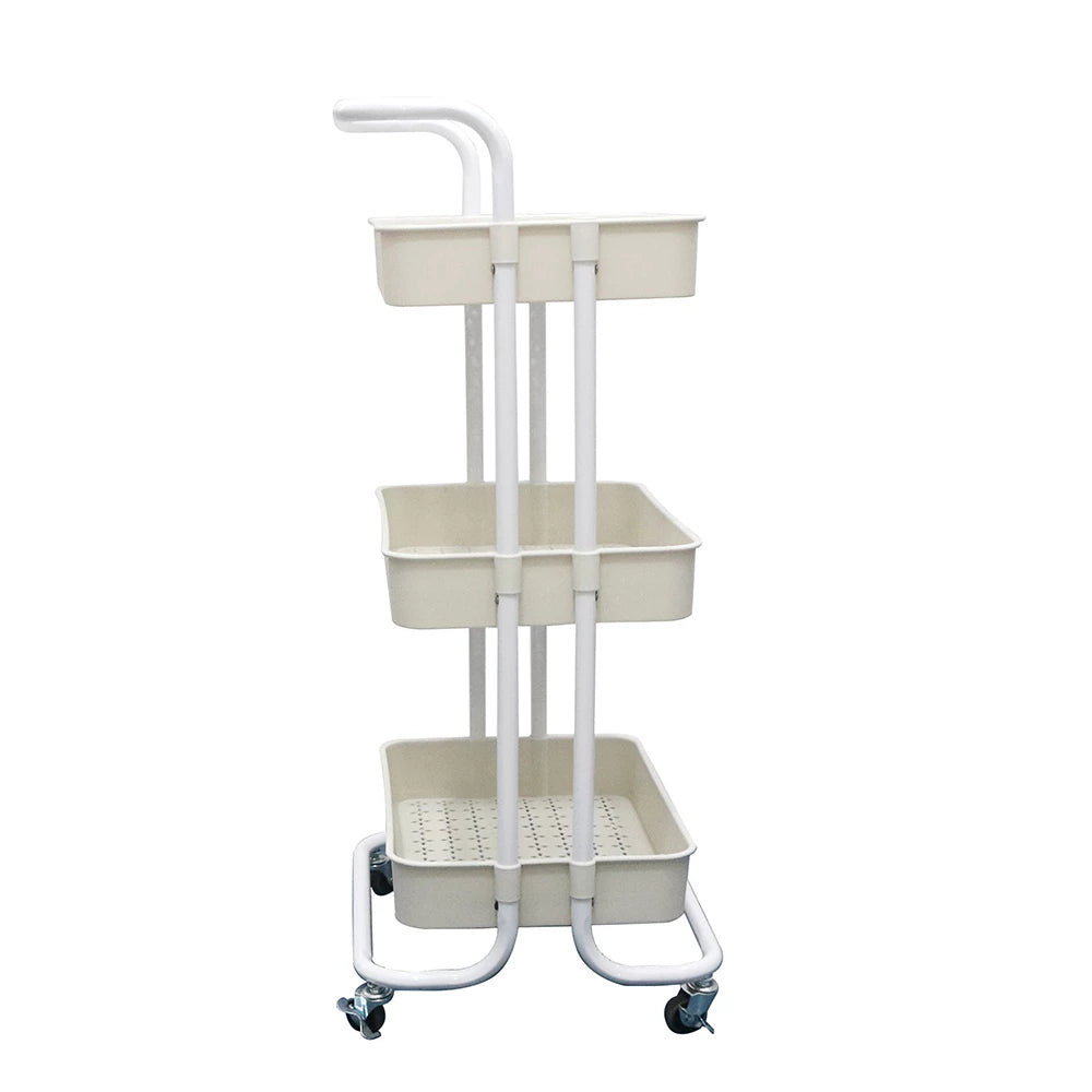 THREE LAYER TROLLEY WITH HANDLE (PP) - WHITE