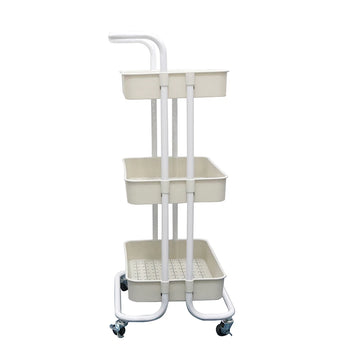 THREE LAYER TROLLEY WITH HANDLE (PP) - WHITE