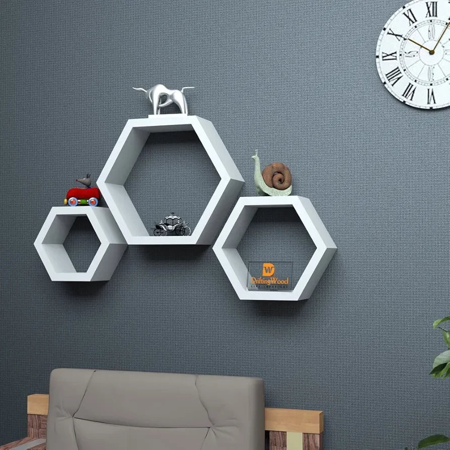 WALL HEXAGON FLOATING SHELF