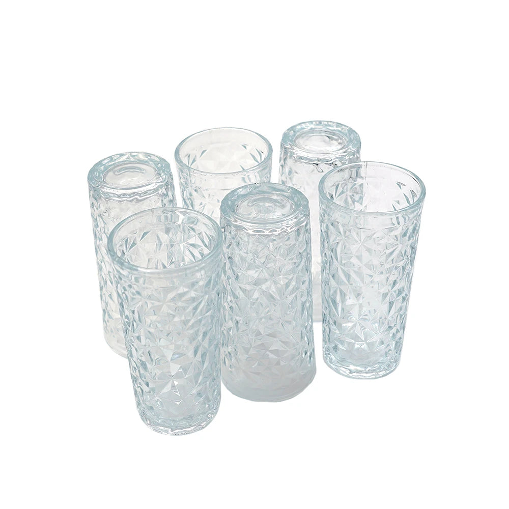 Diamond Design Clear Glass Set – 6 Piece Beverage Tumblers