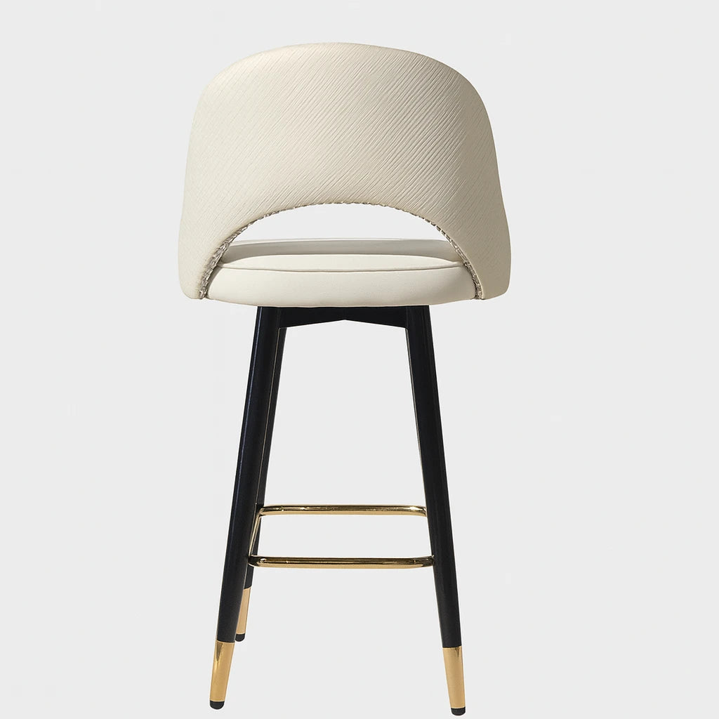 Modern Upholstered Faux Leather Counter Stool with Gold-Tipped Legs