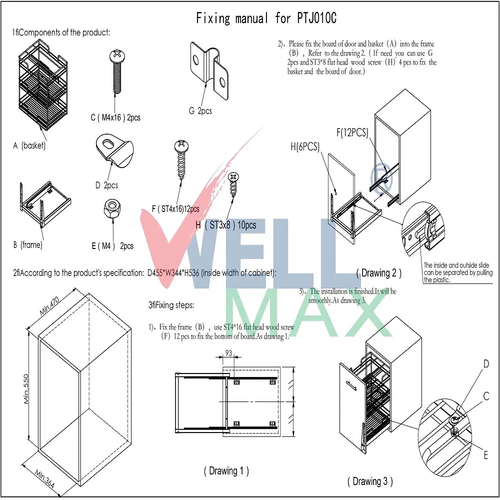 TRIPLE DRAWER KITCHEN WIRE BASKETS