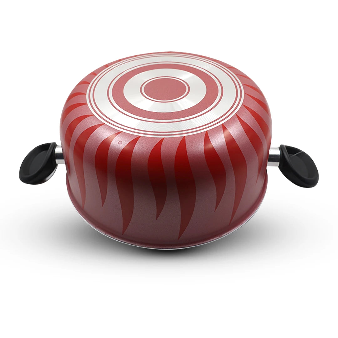 SENSTAN RED FLAME NON-STICK COOKWARE POT WITH GLASS LID-24 x 11cm
