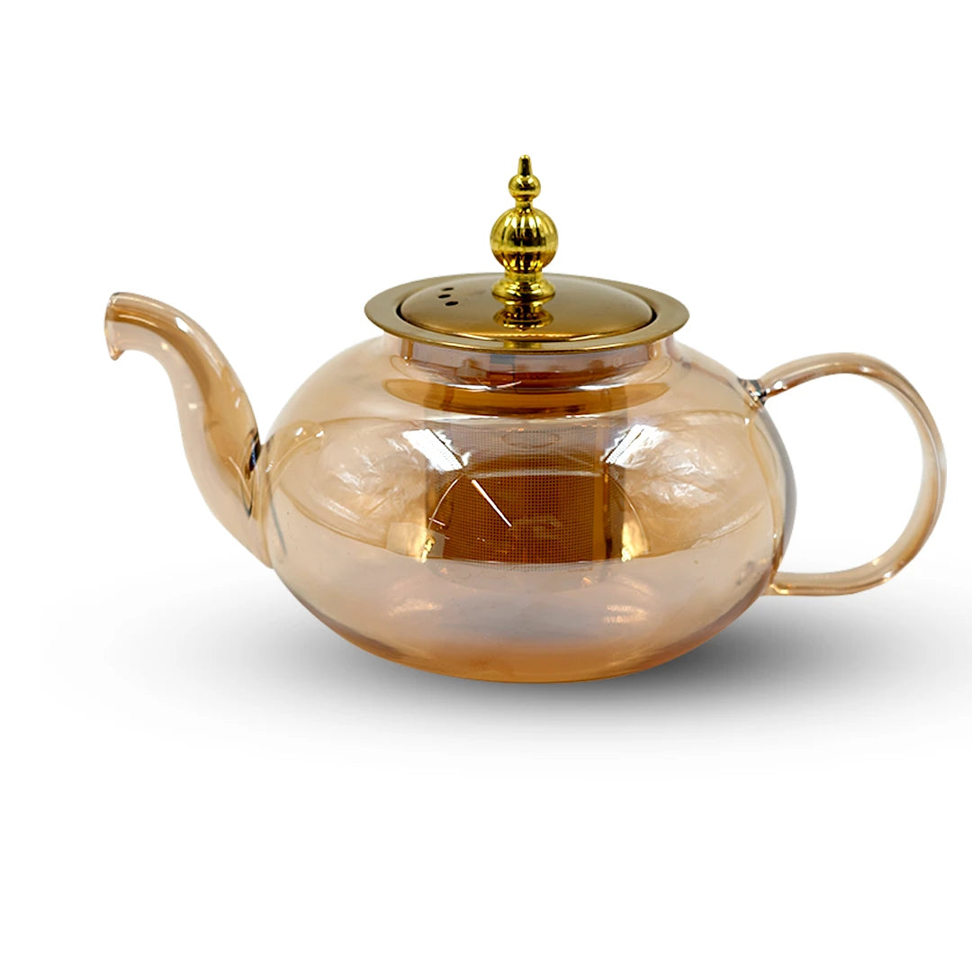 GOLDEN AMBER GLASS TEAPOT - 1000ML