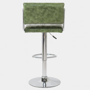Stylish Green Upholstered Adjustable Counter Chair / Modern Swivel Bar Stool with High Back