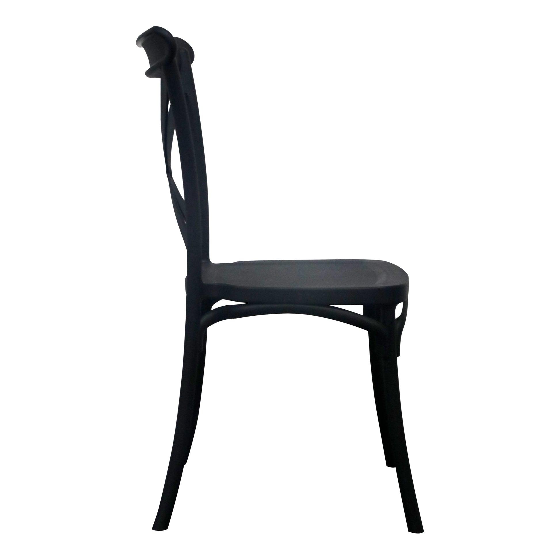CROSS BACK PLASTIC BISTRO DINING CHAIR - BLACK