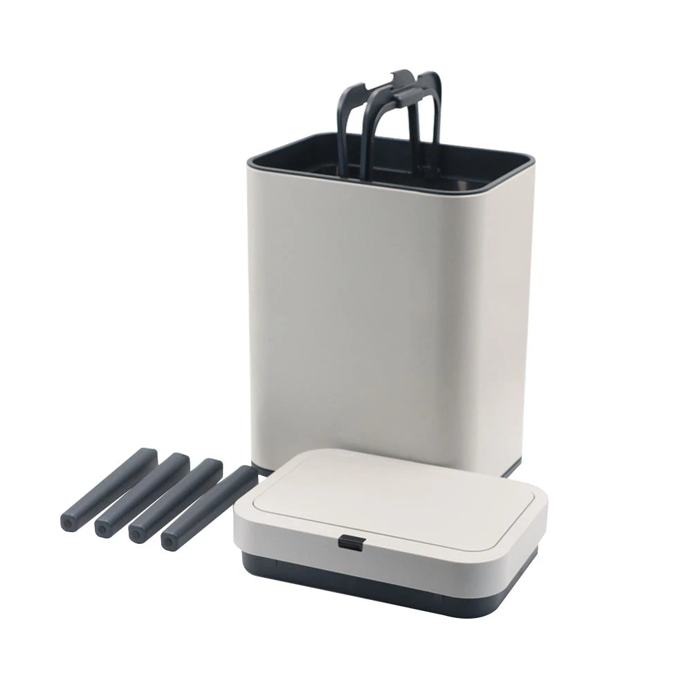 Smart Touchless Square Waste Bin / Stylish Motion Sensor White Trash Bin with Stand