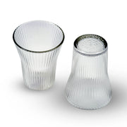 CLEAR CRYSTAL GLASS CUP WITH STRIPED DESIGN - 2 PCS SET