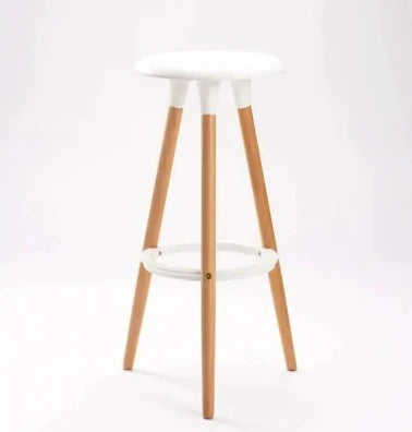 NORDIC-STYLE HEIGHT STOOL WITH WOODEN LEG-WHITE