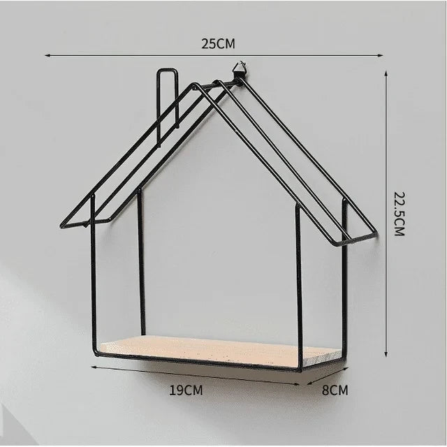 WALL SHELF HOUSE SHAPE BLACK