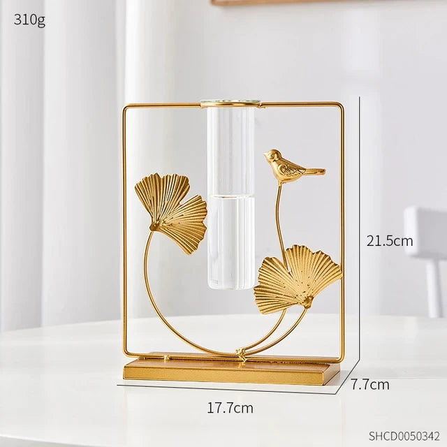 GOLD ASPIRE METAL SQUARE CENTERPIECE VASE