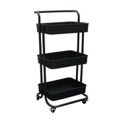 THREE-TIER UTILITY CART WITH HANDLE (ABS)-BLACK