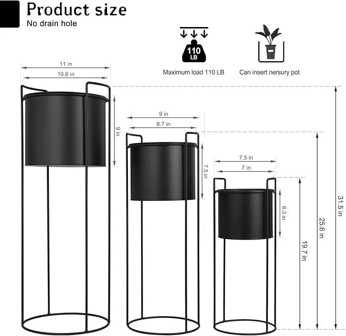 COASTAL CHARM BLACK PLANT STANDS