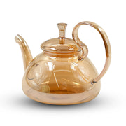 AMBER SPIRAL GLASS TEAPOT / CURVED ELEGANCE GLASS KETTLE