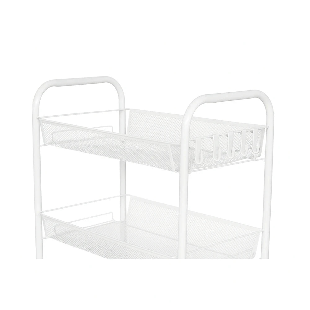 4-Tier Metal Mesh Storage Trolley / Multi-Purpose 4-Layer Metal Salon Trolley with Handle