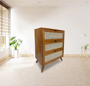 RATTAN DESIGN MAHOGANY CHEST OF DRAWER