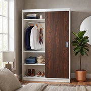 Modern Two-Tone Sliding Door Wardrobe with Shelves