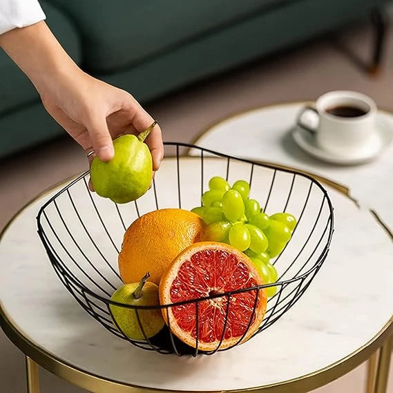 BLACK MODERN IRON STORAGE FRUIT BASKET