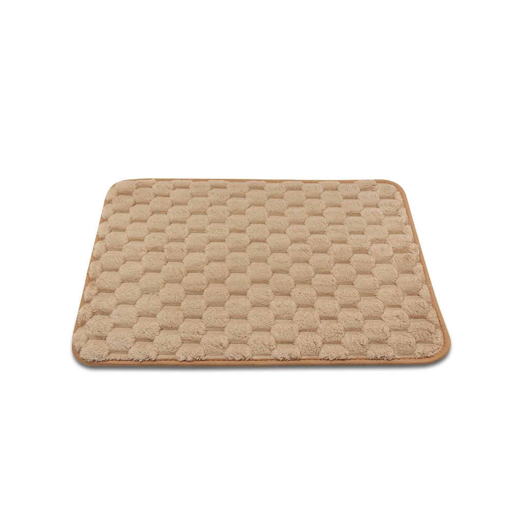 Honeycomb Soft Bathroom Floor Mat / Comfort Beige Textured Anti-Slip Living Room Carpet
