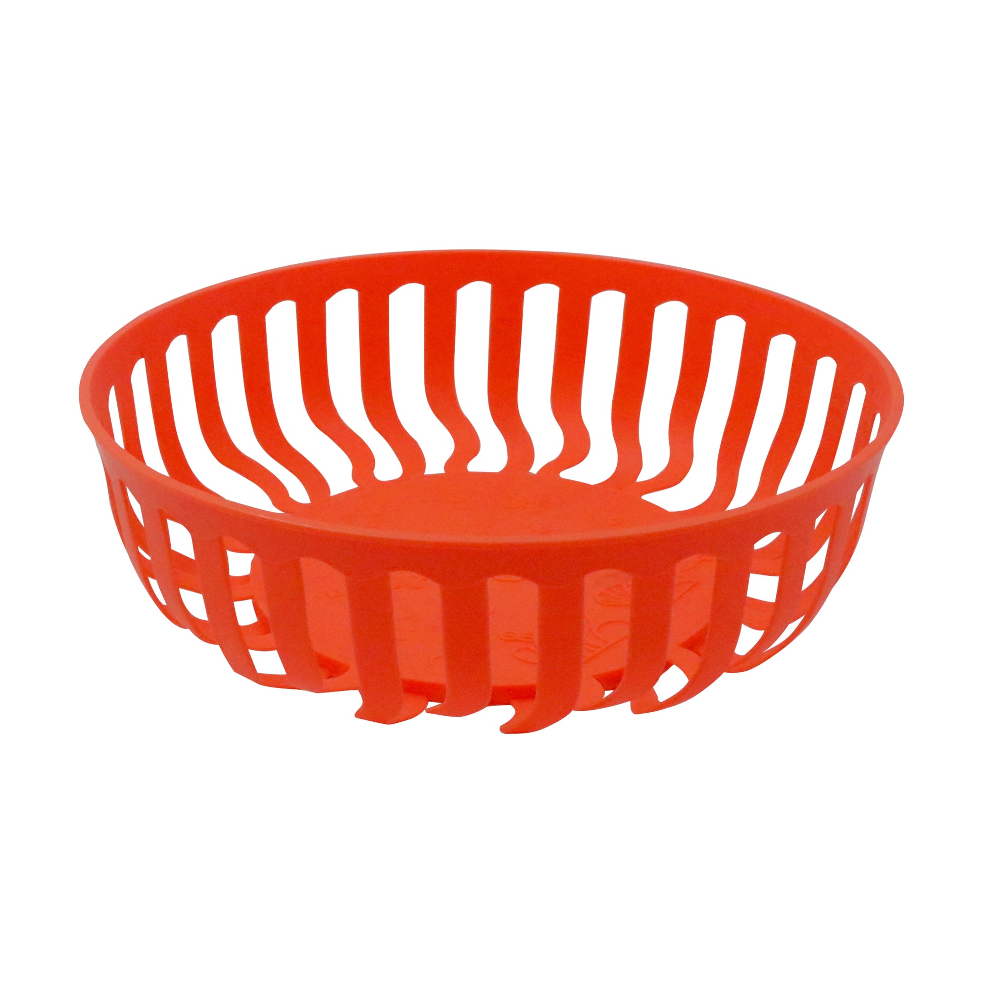BREATHABLE PLASTIC ROUND FRUIT STORAGE BASKET-ORANGE
