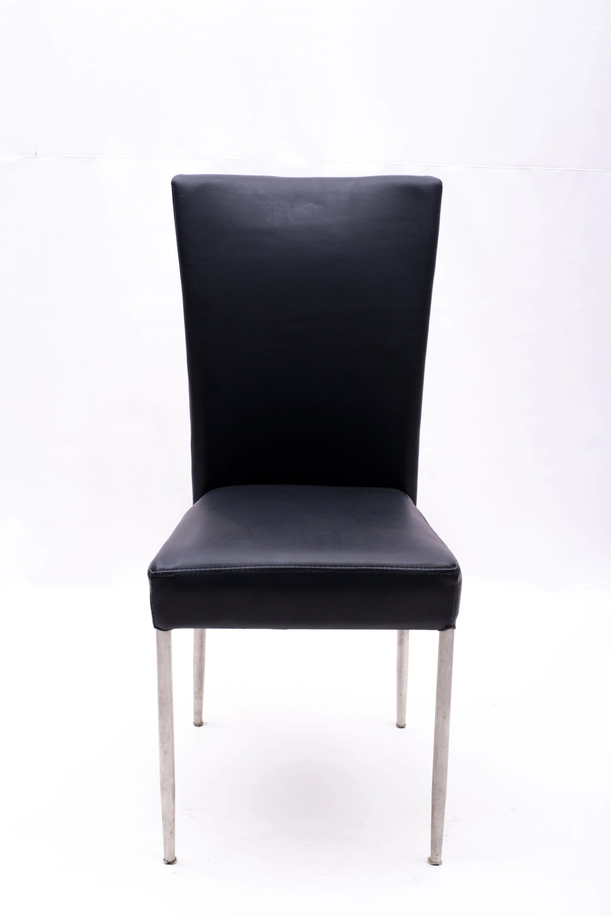 MODERN DINING CHAIR WITH BLACK VINYL UPHOLSTERY
