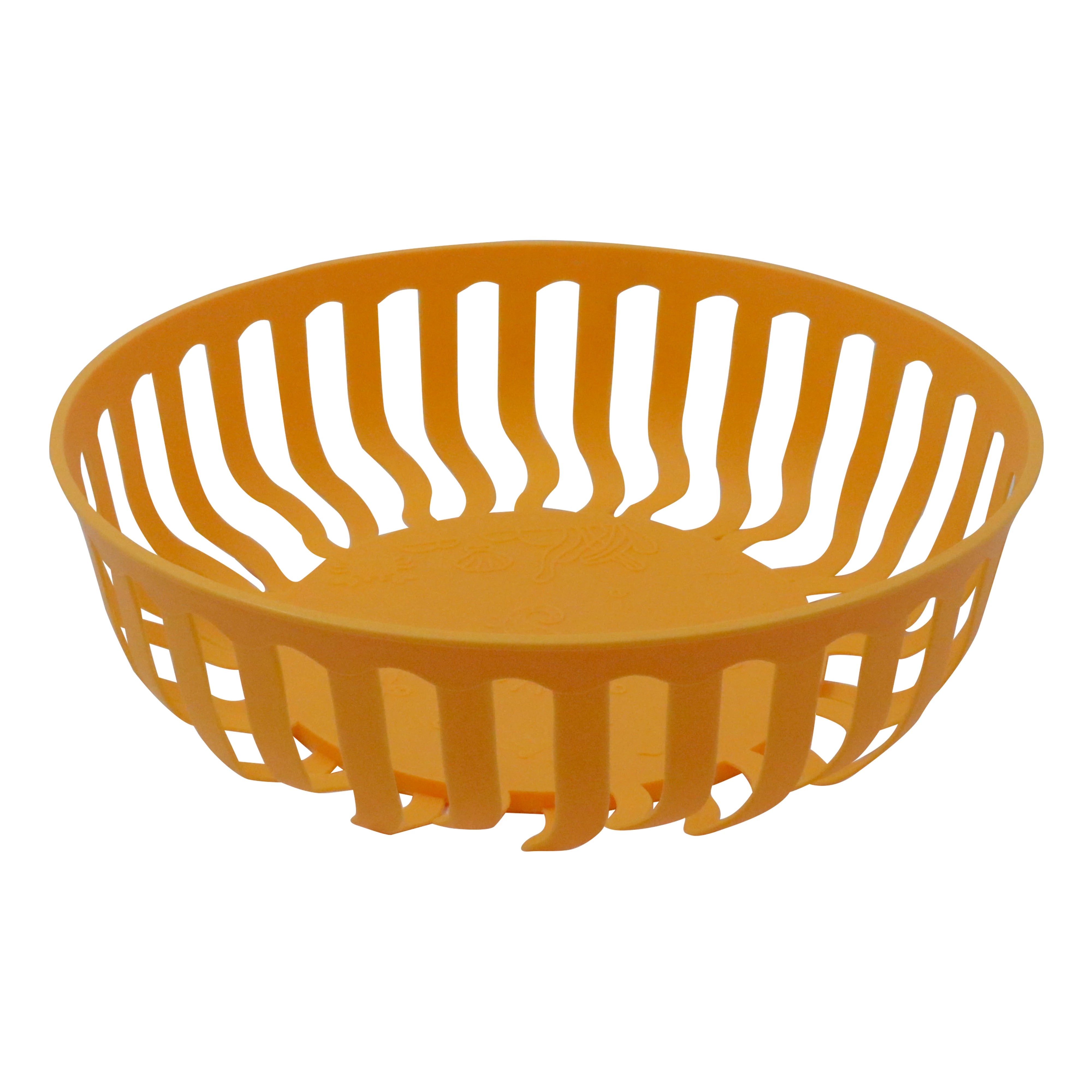 BREATHABLE PLASTIC ROUND FRUIT STORAGE BASKET-YELLOW