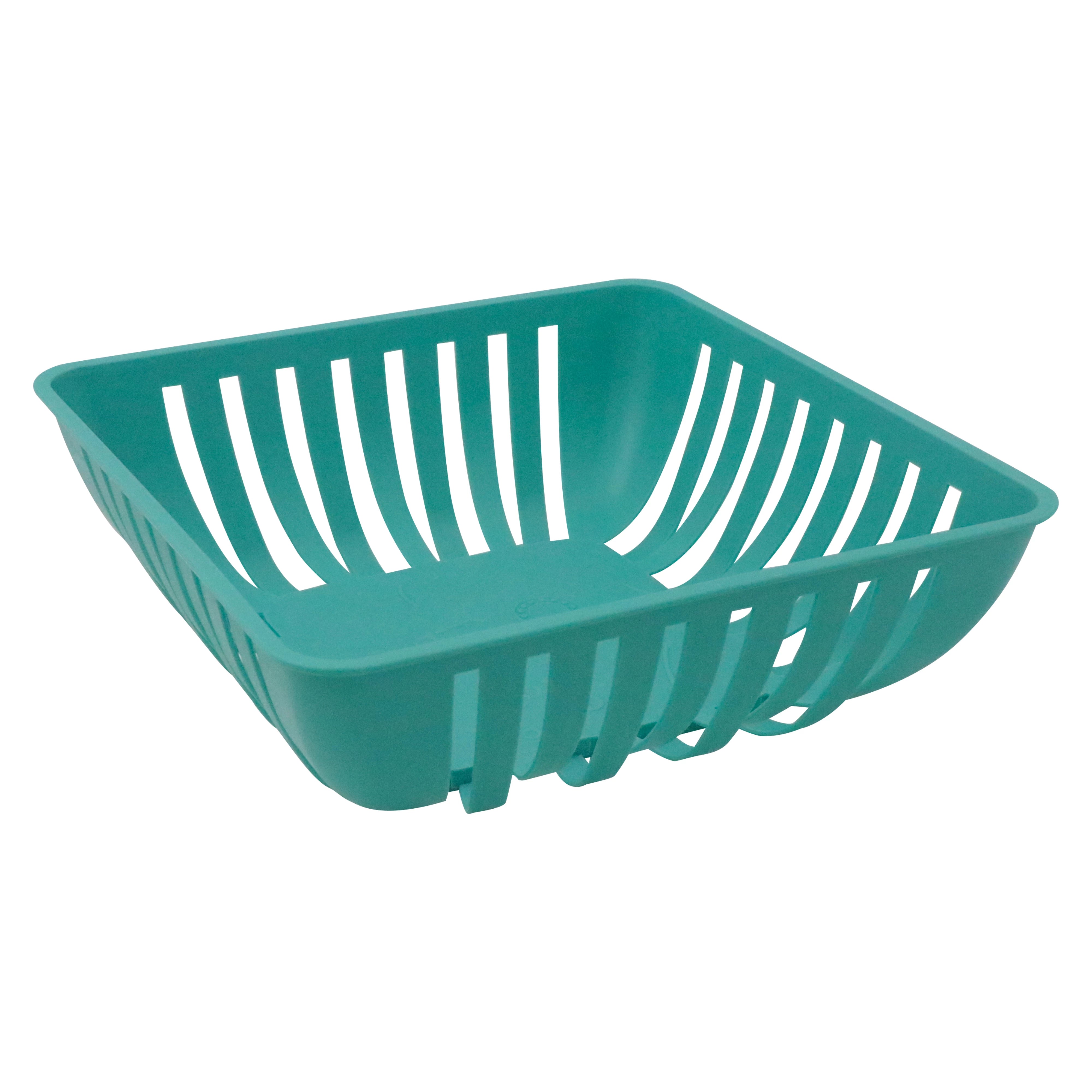 BREATHABLE PLASTIC SQUARE FRUIT STORAGE BASKET-GREEN